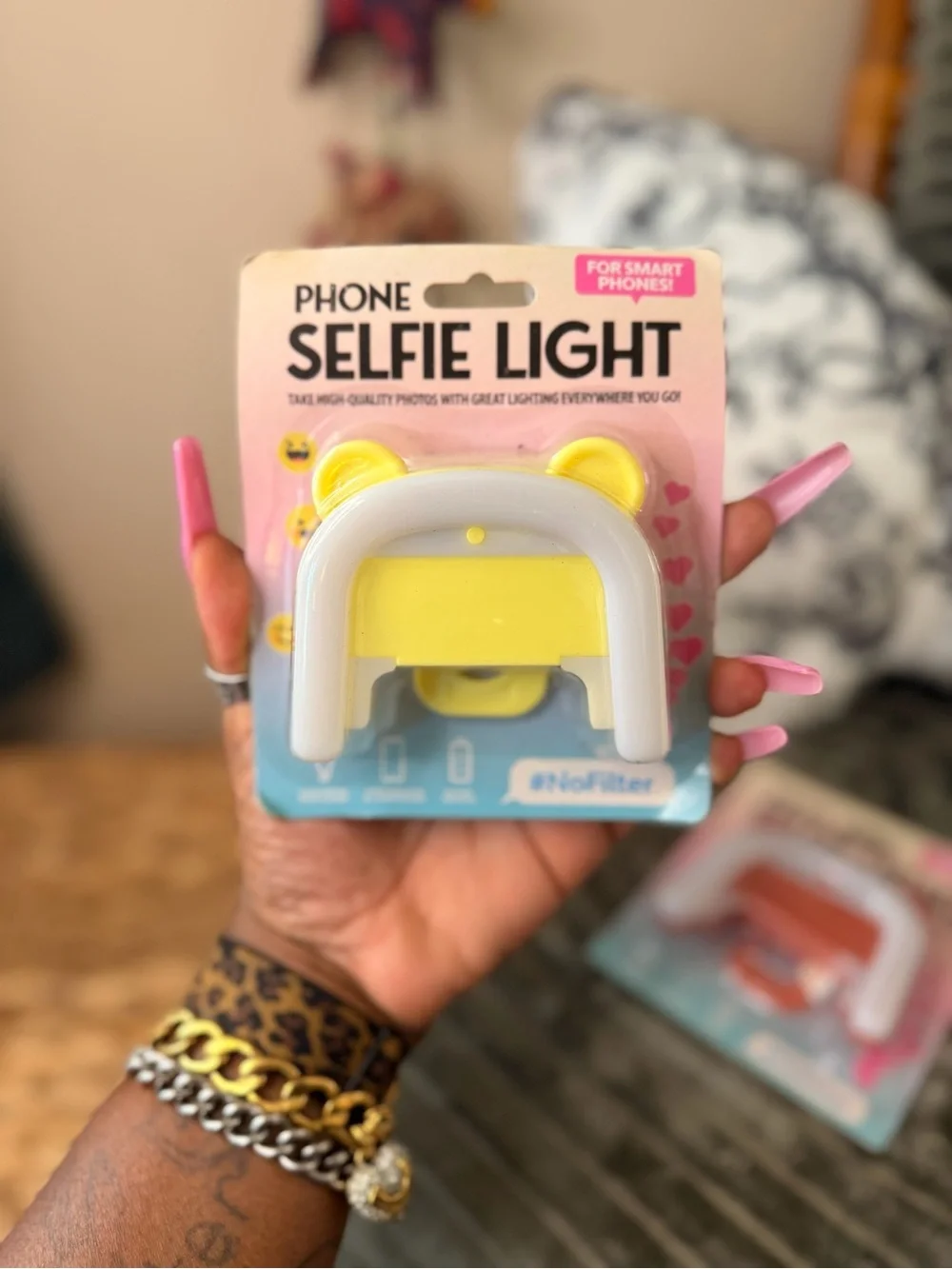 2-Pack Phone Selfie Lights Clip-On LED Pink & Yellow New